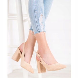 Comer Klassiska pumpar med öppen klack beige 1