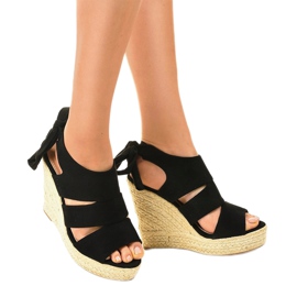 Svarta sandaler med espadrilles wedge 77-77 1