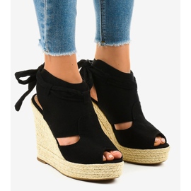 Svarta sandaler med espadrilles wedge 77-20 1
