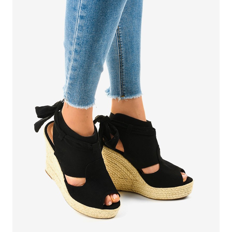 Svarta sandaler med espadrilles wedge 77-20 2