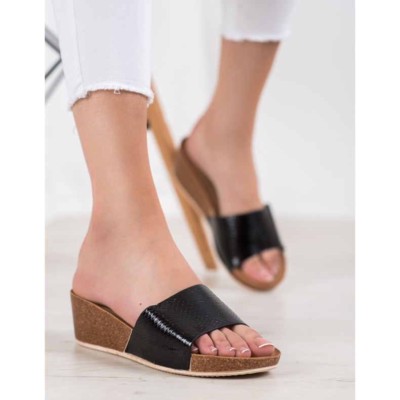 Small Swan Eco Leather Tofflor svart 1