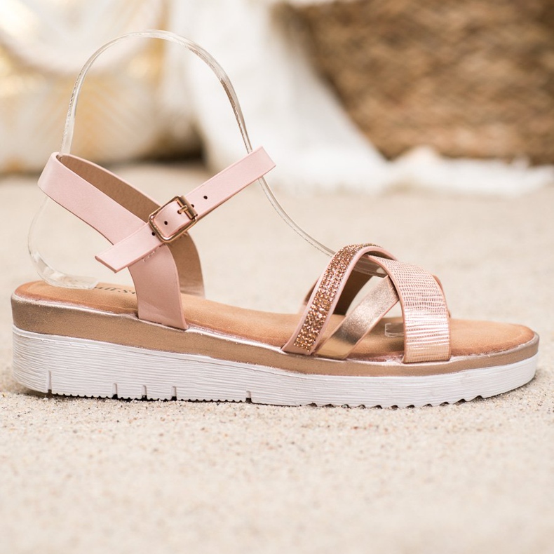 Small Swan Bekväma sandaler med cubic zirconia gul 2