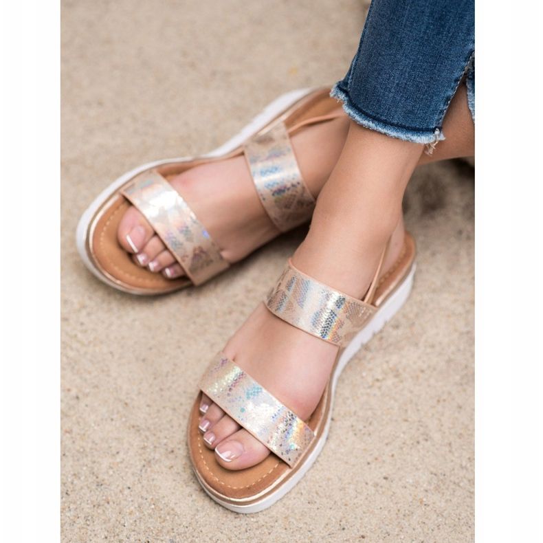 Small Swan Bekväma sandaler med Holo -effekt mångfärgad gyllene 1