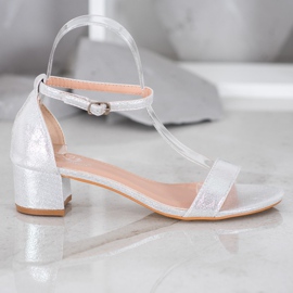 Small Swan Glänsande ekolädersandaler grå 2