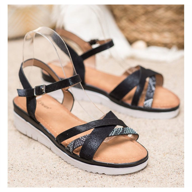 Small Swan Sandaler på låg kil svart 1