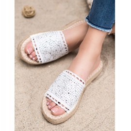 Small Swan Tofflor Med Kristaller vit 1