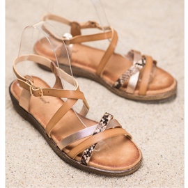 Small Swan Snygga bruna sandaler gyllene 1