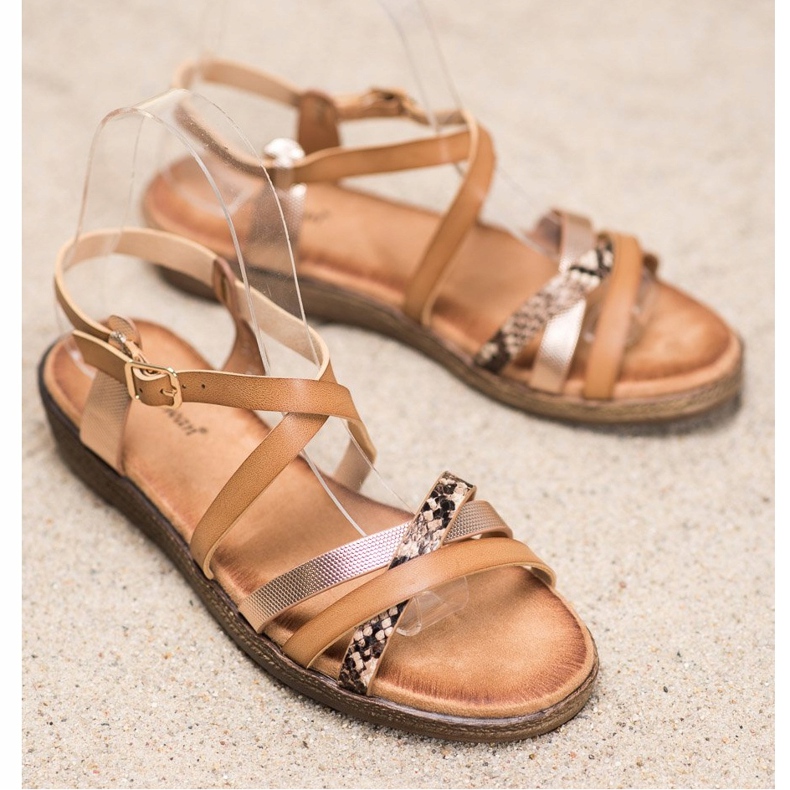 Small Swan Snygga bruna sandaler gyllene 1