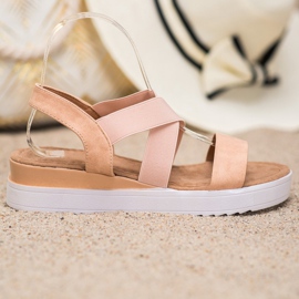 SHELOVET Pulver sandaler med elastik brun rosa 2