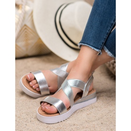 SHELOVET Silver sandaler med elastik grå 2