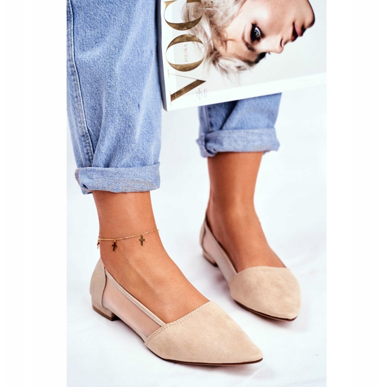 EVE Ballerinor för kvinnor med Beige -känsla i mocka 2