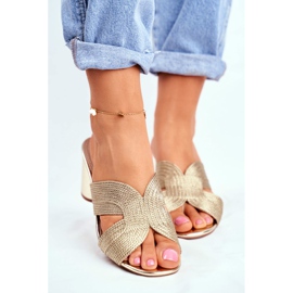 S.Barski Dam Tofflor på hälen Slip Guld Gäst gyllene 2