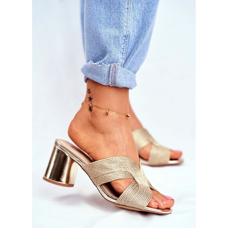 S.Barski Dam Tofflor på hälen Slip Guld Gäst gyllene 1