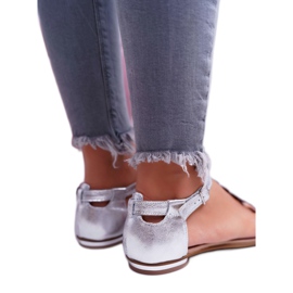 Sandaler för kvinnor Flat Leather Silver Nicole 2403 Melbourne grå 3