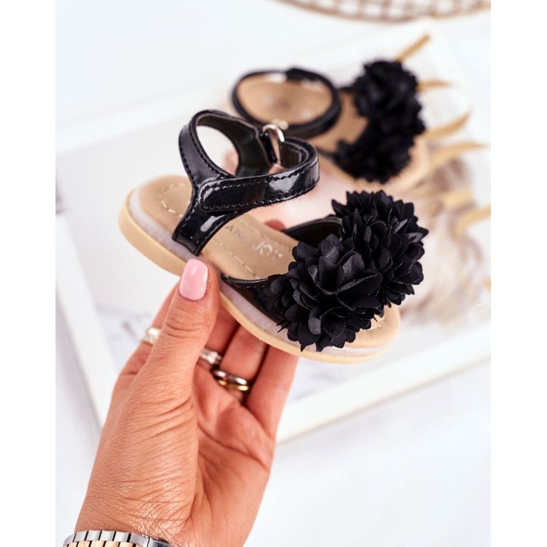 FRROCK Barnsandaler med kardborre glödande svart Milena 2