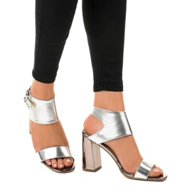 Snygga silver sandaler på stolpen 0354-20 grå 1