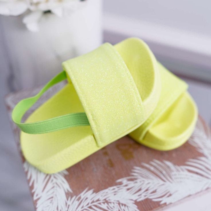 FRROCK Barnflickas tofflor Brocade Lime Rimia gul 2