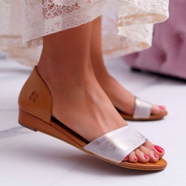 Sandaler för kvinnor Maciejka Läder Röd 1971 Nomara brun mångfärgad 1