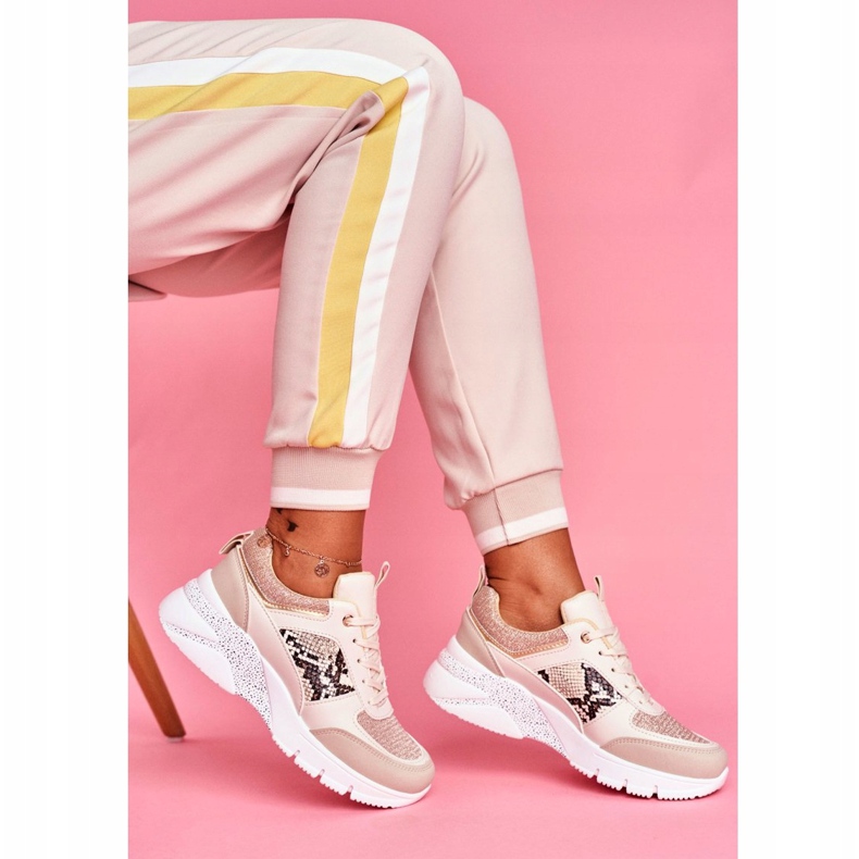 Kvinnors sportskor Beige Glitter Lisbon 2