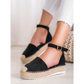 SHELOVET Openwork Espadrilles svart 1