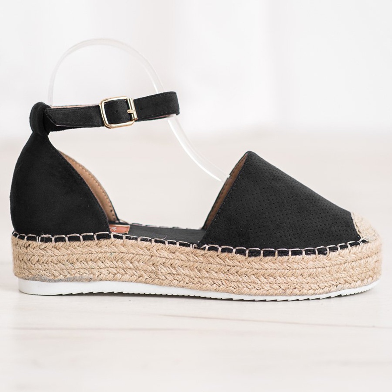 SHELOVET Openwork Espadrilles svart 2