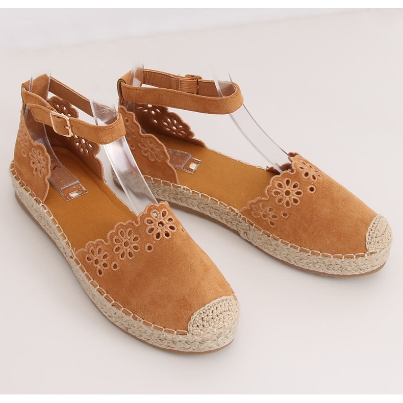 Espadrilles genombruten kamel JH119 Camel brun 1