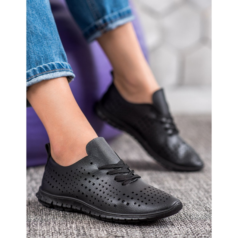 Camo Openwork sneakers med ekoläder svart 1