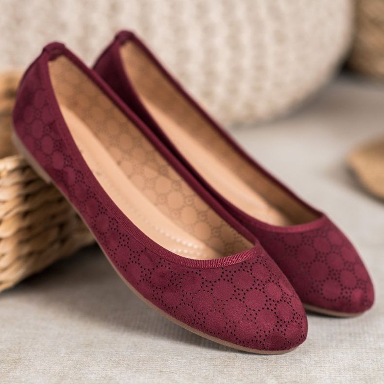 Fama Openwork ballerinor röd 2