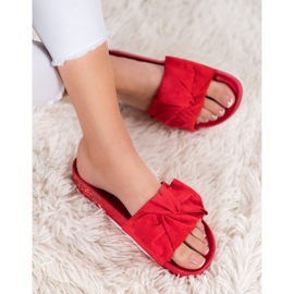 SHELOVET Mocka tofflor med cubic zirconia röd 1