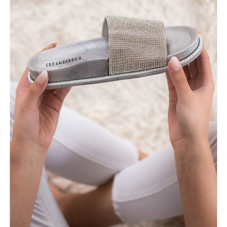 Creamberry'S Silver tofflor med kristaller grå 1