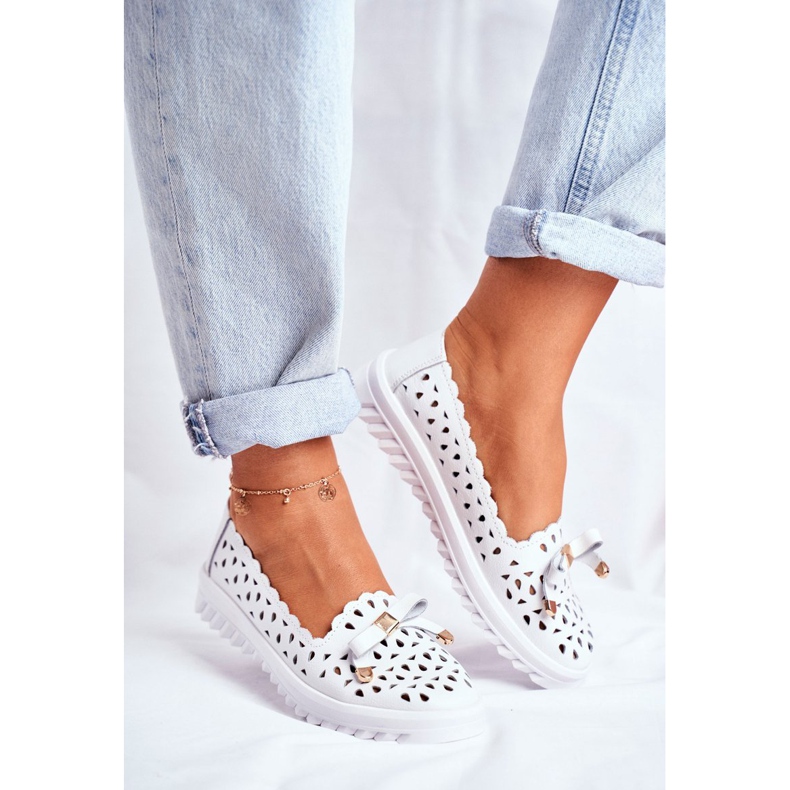 S.Barski Dam Loafers, Openwork Leather LR71515 Vit Murrieta 1