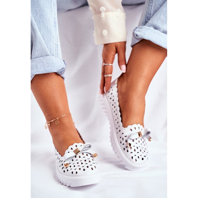 S.Barski Dam Loafers, Openwork Leather LR71515 Vit Murrieta 2