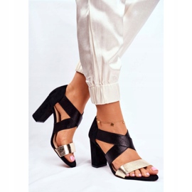 EVE Dam Sandaler Mocka Slip På Svart Guld Varina 1