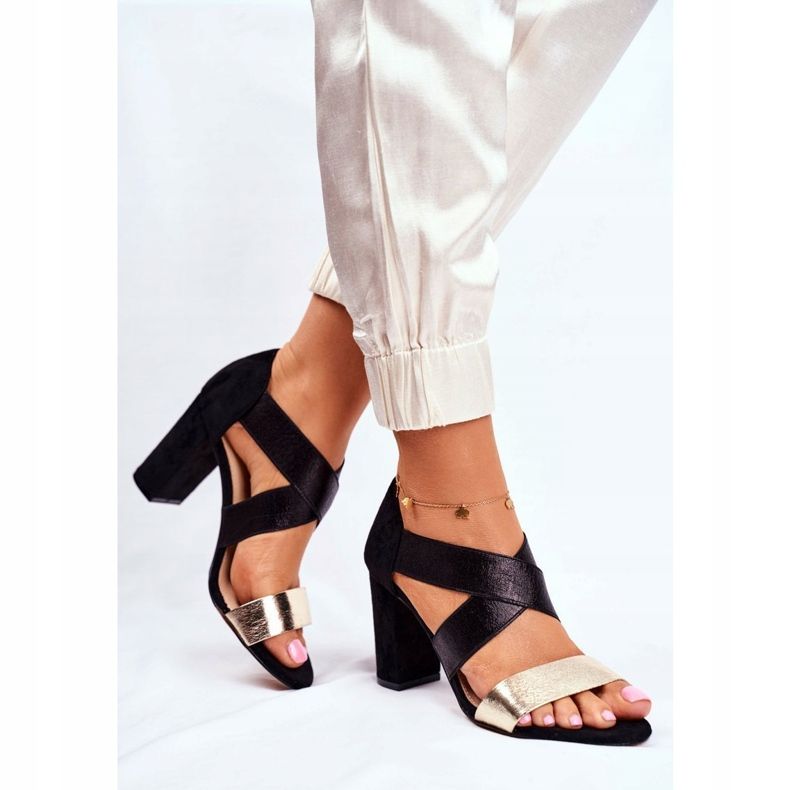 EVE Dam Sandaler Mocka Slip På Svart Guld Varina 1