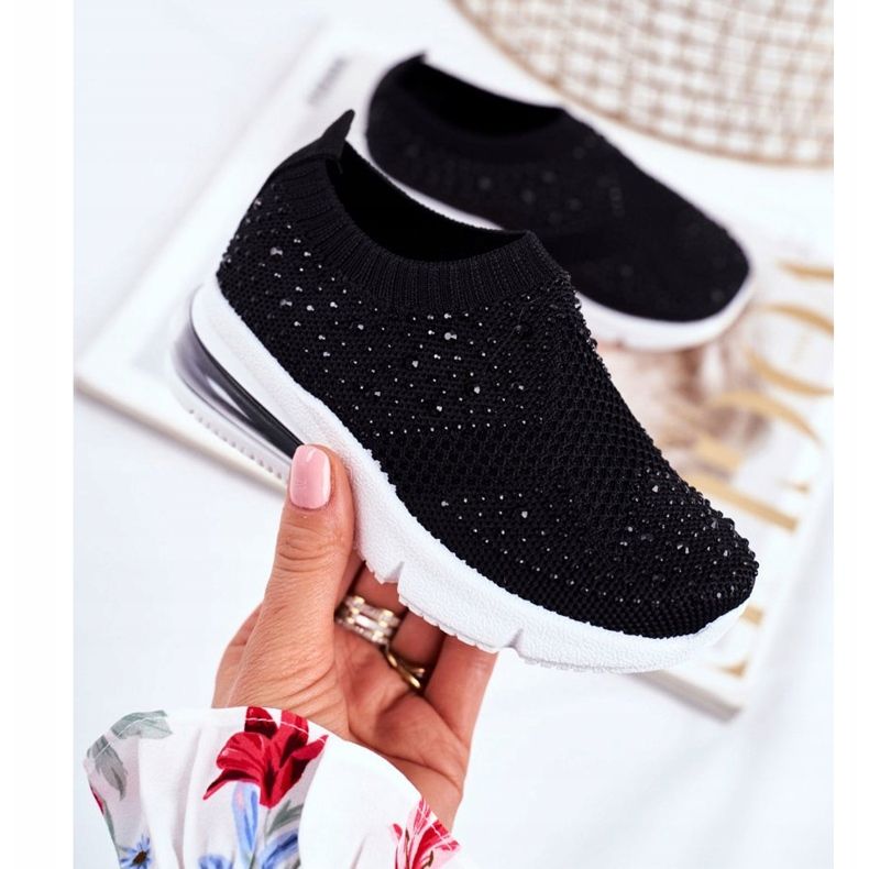 FRROCK Svarta Linda Barnsportskor med Cubic Zirconia 2