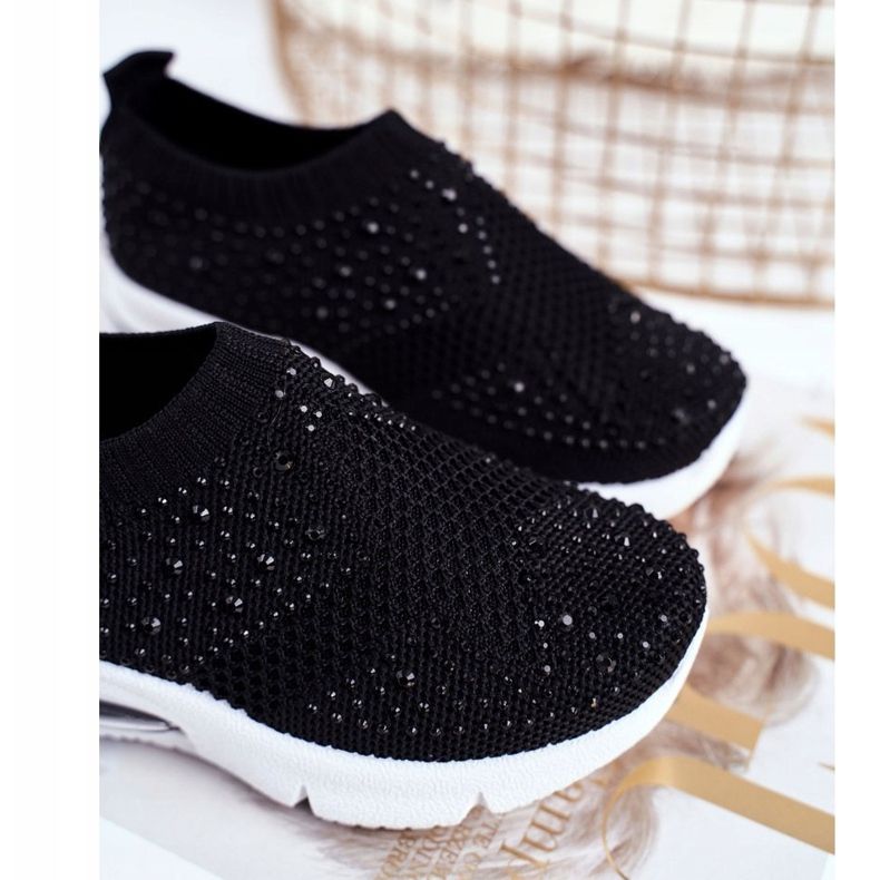 FRROCK Svarta Linda Barnsportskor med Cubic Zirconia 1