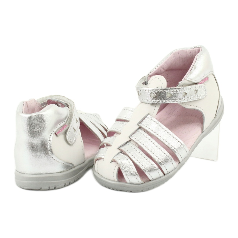 Mazurek Girls 'White and Silver Leather Sandals 245 vit 3
