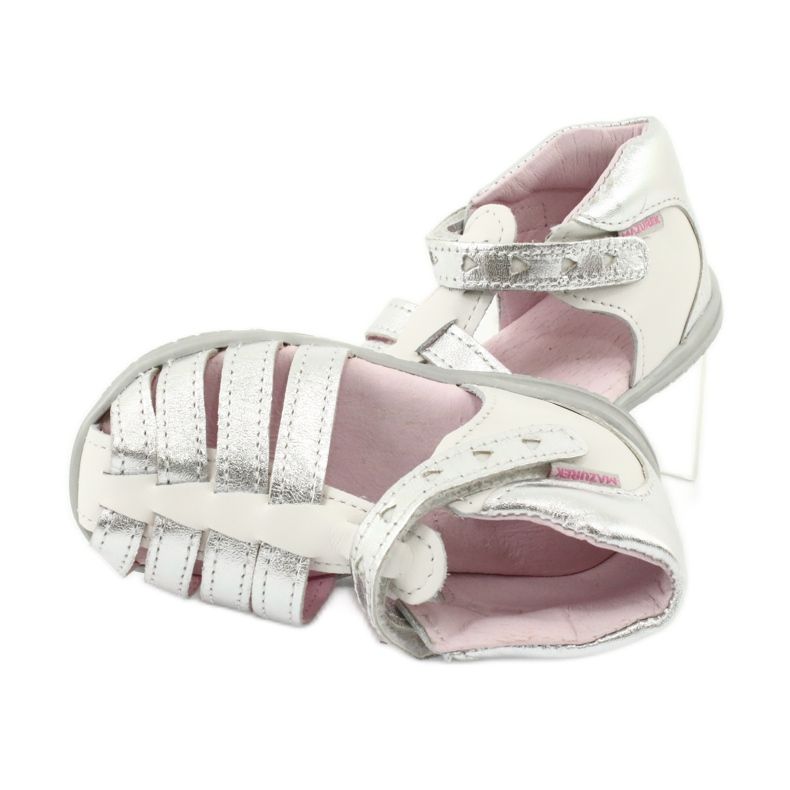 Mazurek Girls 'White and Silver Leather Sandals 245 vit 4
