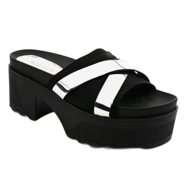 Svarta högklackade tofflor CL-3A309-43 1