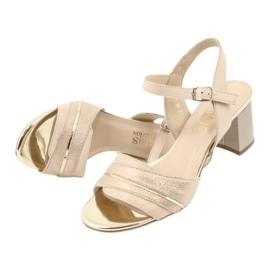 Bekväma Gamis 3940 lädersandaler beige gyllene 4