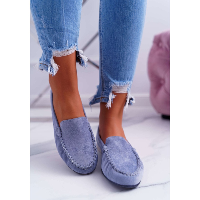 Dam Loafers Sergio Leone Mocka Ljusblå Vintad 2