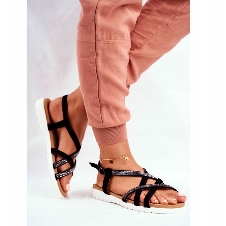 Sandaler för kvinnor Lu Boo med Cubic Zirconia 406-6 Black Feen svart 1