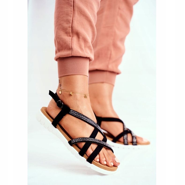 Sandaler för kvinnor Lu Boo med Cubic Zirconia 406-6 Black Feen svart 2