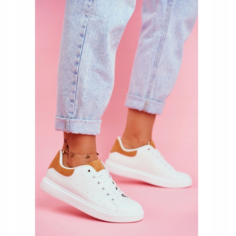 PS1 Kvinnors sportskor Vit med en häl Camel Milly 1