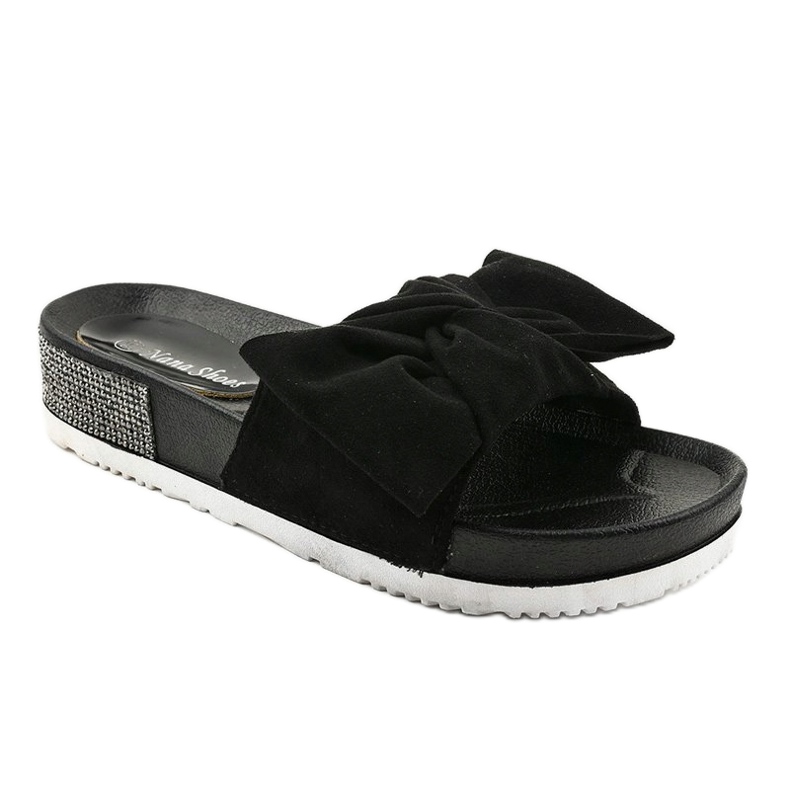 Svarta casual tofflor med en LW-10 rosett 1