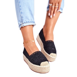 ADY Kvinnors Espadrilles Lace Black Desante -plattform brun svart 1