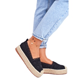 ADY Kvinnors Espadrilles Lace Black Desante -plattform brun svart 2