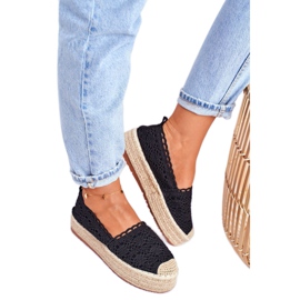 ADY Kvinnors Espadrilles Lace Black Desante -plattform brun svart 3