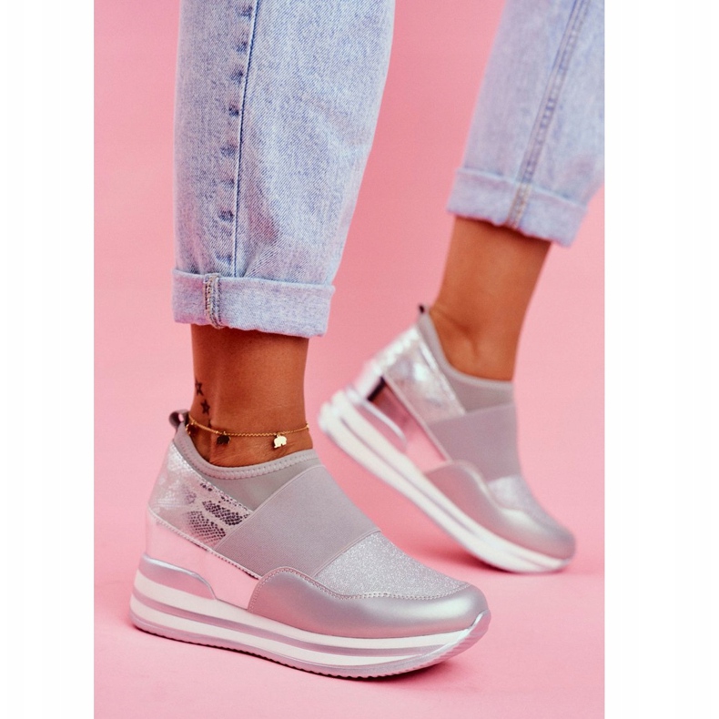 Kvinnors Sport Slip On Wedge Shoes Grå Cold Play 2