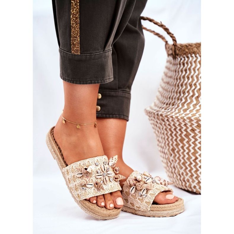 SEA Tofflor för kvinnor med skal Beige Summers 1